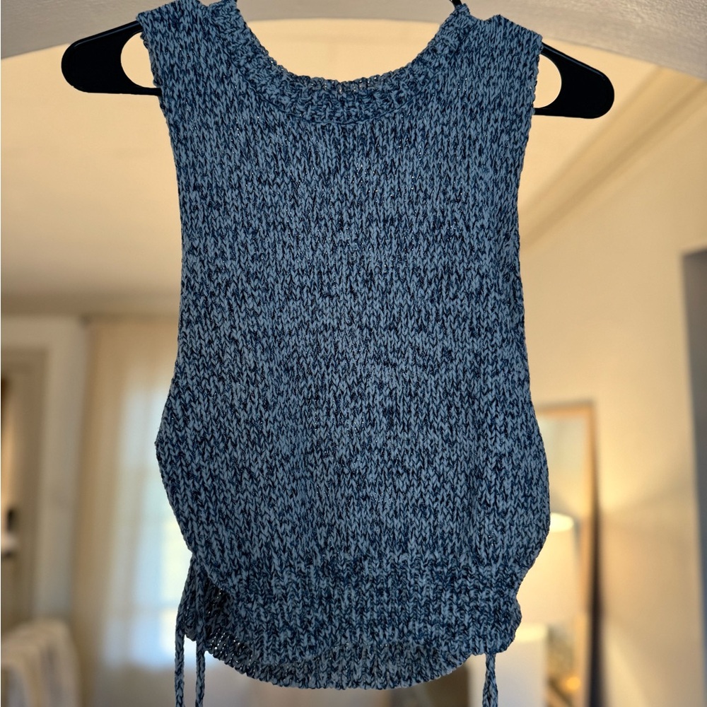 Lulu's Textured Blue Tank Top